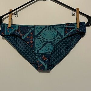PrAna bikini bottom size small blue/teal/coral color